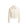 Originals Ski Chic Rib Track Jacket Women Beige Faux Fur Trim Full Zip Track Top IA3913