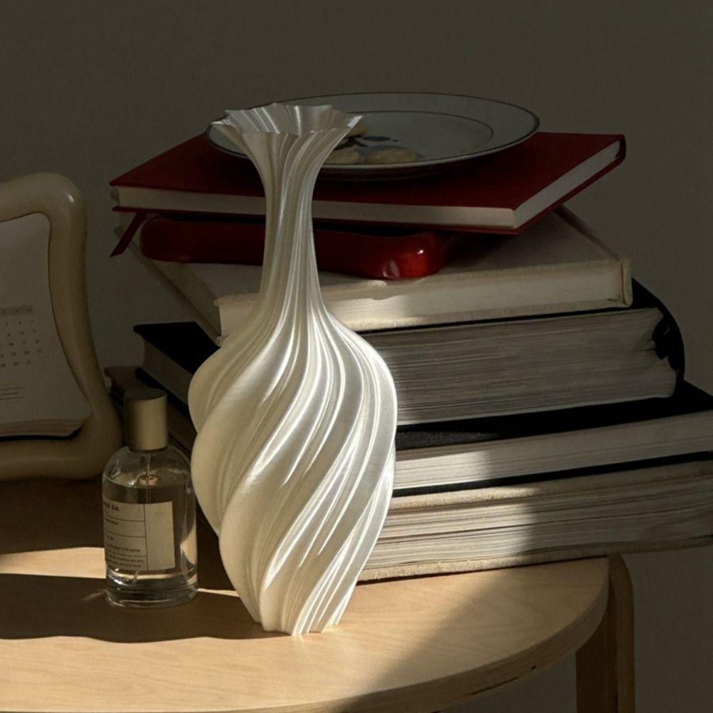 Vintage Style 3D Printed Flower Vases Swirl Pattern Minimalist Floral Decor  Tabletop Display