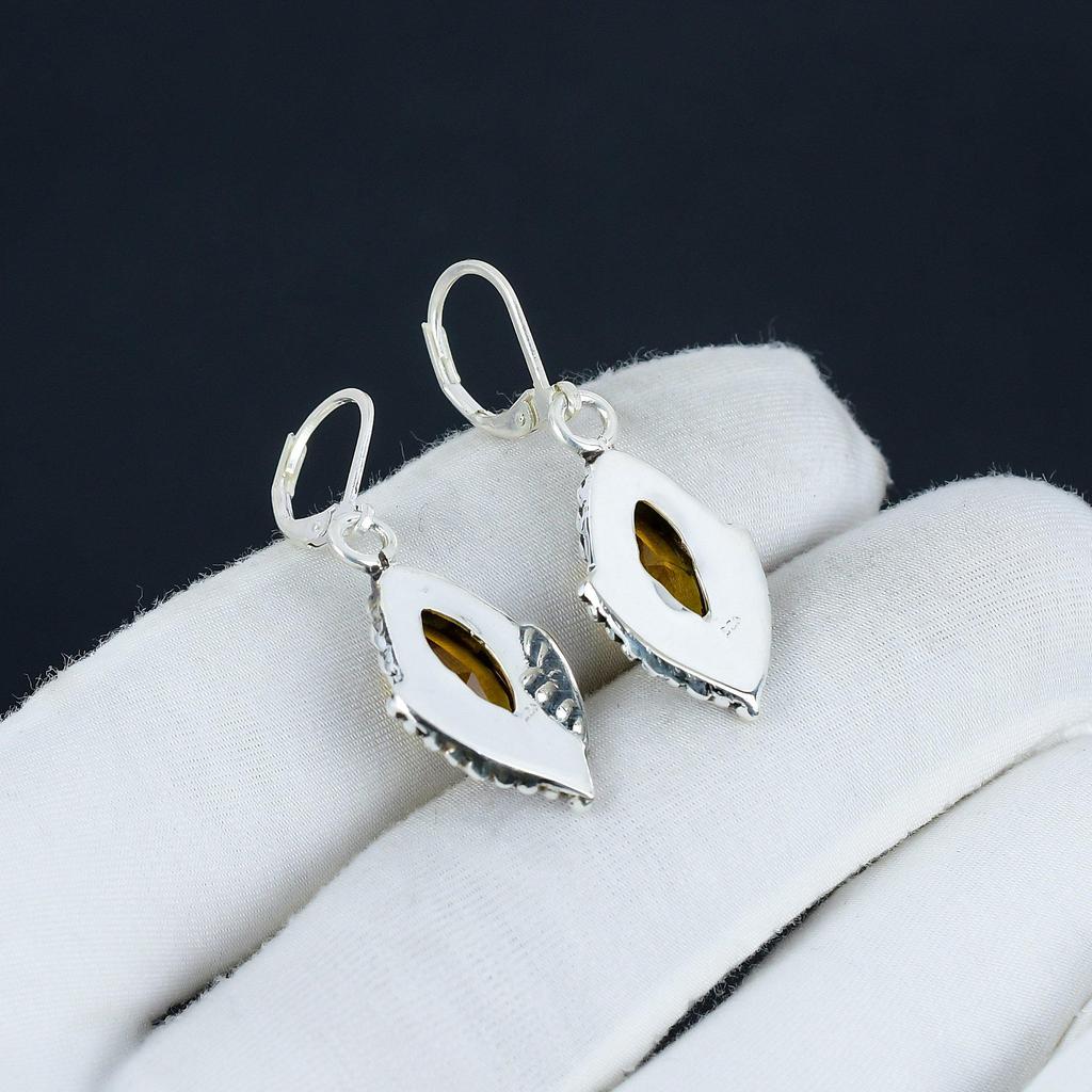 Amaing Honey Topaz Gemstone Earrings, 925 Sterling Silver Earring, Handmade Boho Silver Jewelry Dangle Earrings, Party Wear Gift
