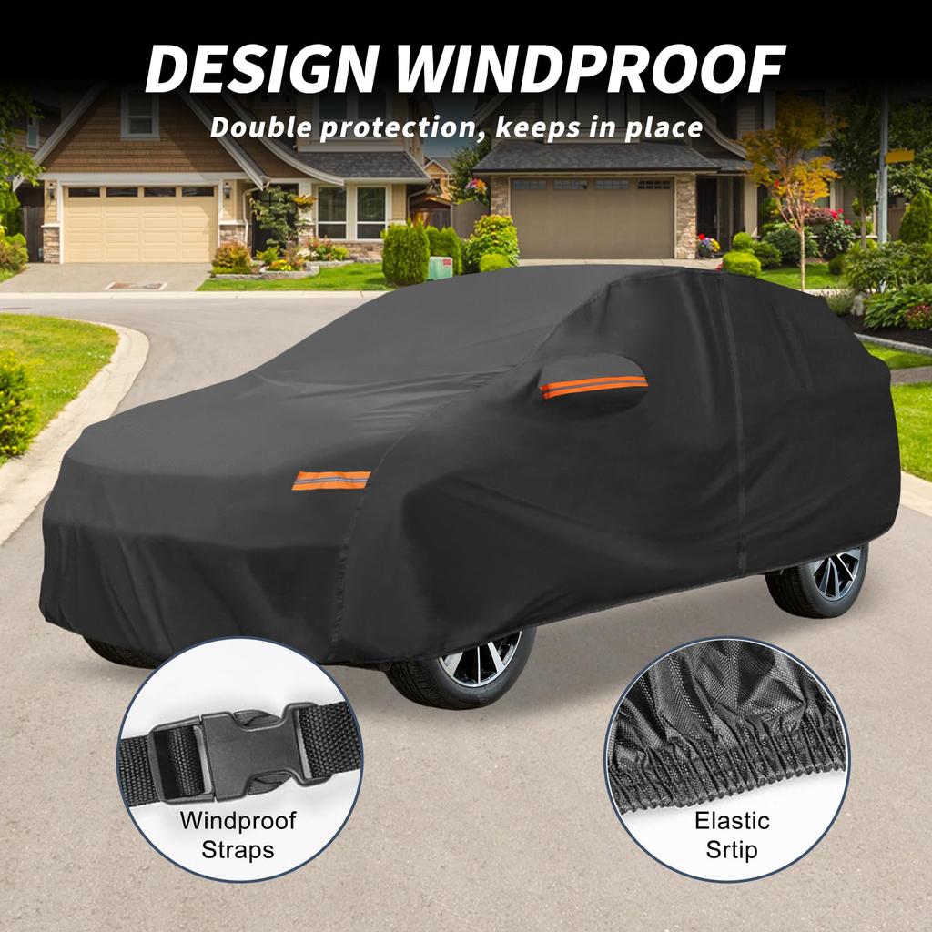 X AUTOHAUX Car Cover for Honda Body Hail Sun Rainy Season Flame Strong and Yellow Sand with Door Black 210D-PU HR-V, Cover, Waterproof, Protection,