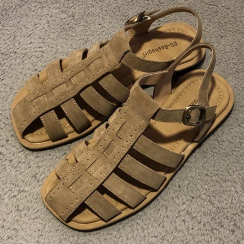

Fashion High Quality Faux Suede Narrow Band Flat Sandals Women T Strap Round Toe Roman Shoes Summer Casual Soft Bottom Beach Sandals 35 хакі