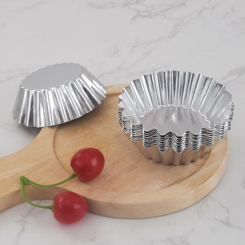 Zhongji 100-Pack Reusable Fluted Aluminum Egg Tart Molds