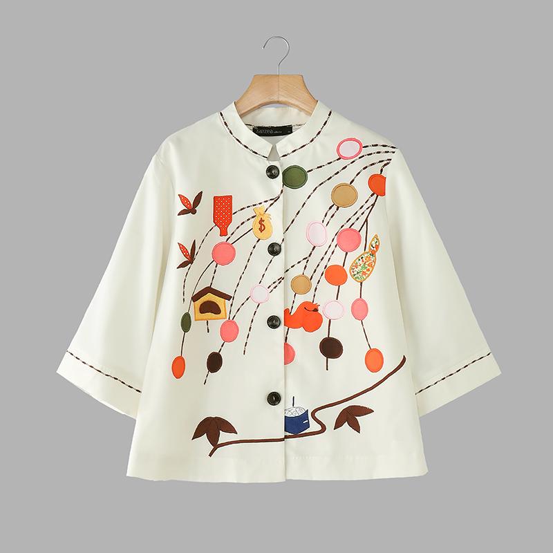 

ZANZEA Women Casual Round Neck Loose 3/4 Sleeve Print Blouse S