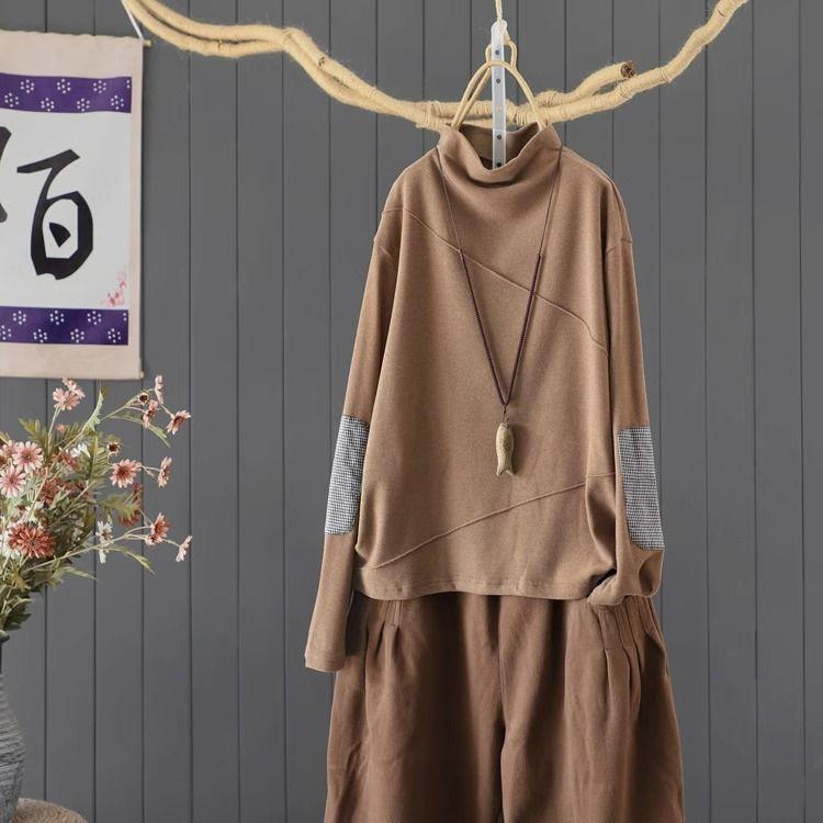 

Женская осенне-зимняя повседневная рубашка с полувысоким воротом и двусторонним бархатным верхом и свободным низом для верхней одежды 3XL света кофе