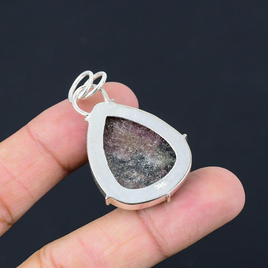 Womens Day Deal 925 Silver Pear Rhodonite Gemstone Wife Birthday Pendant Jewelry