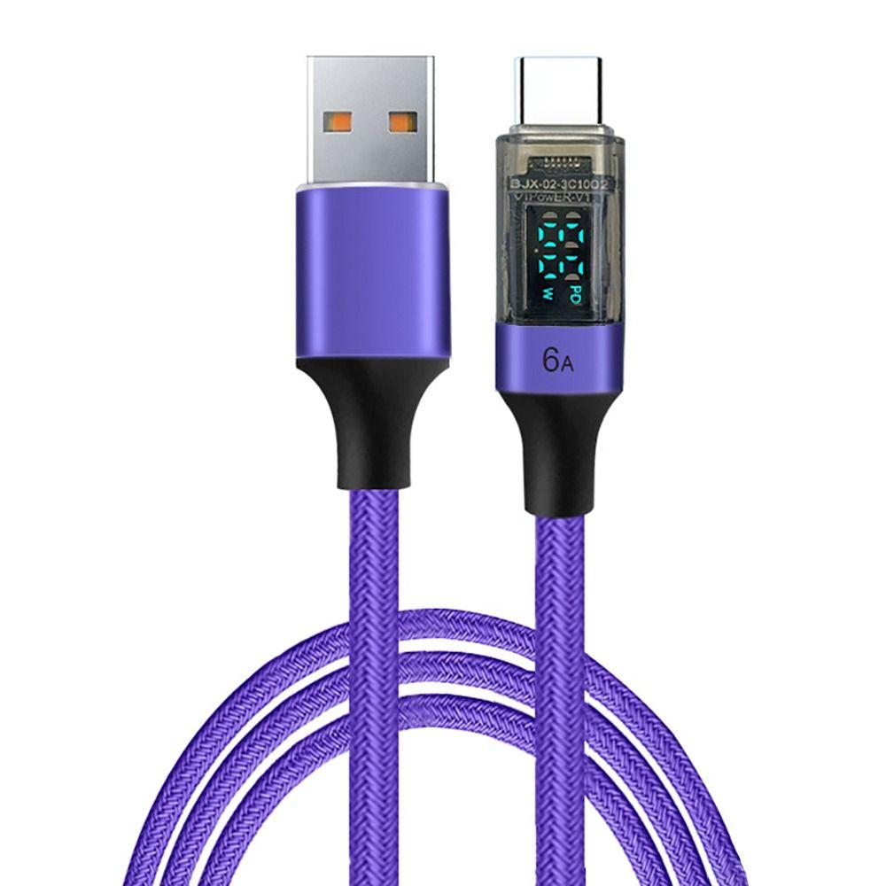 6A USB C Cable PD 66W Digital Display A to C Data Cord 0.5M/1M/2M Quick Charge Type-C Charging Line for Mobile Phone Laptop
