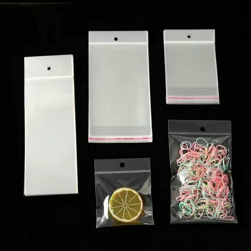 Disposable Transparent Self-adhesive Pouchs with Hanging Holes Jewelry Cosmetic Trial Packaging Bag Accessory Toys Product Storage Display Pocket