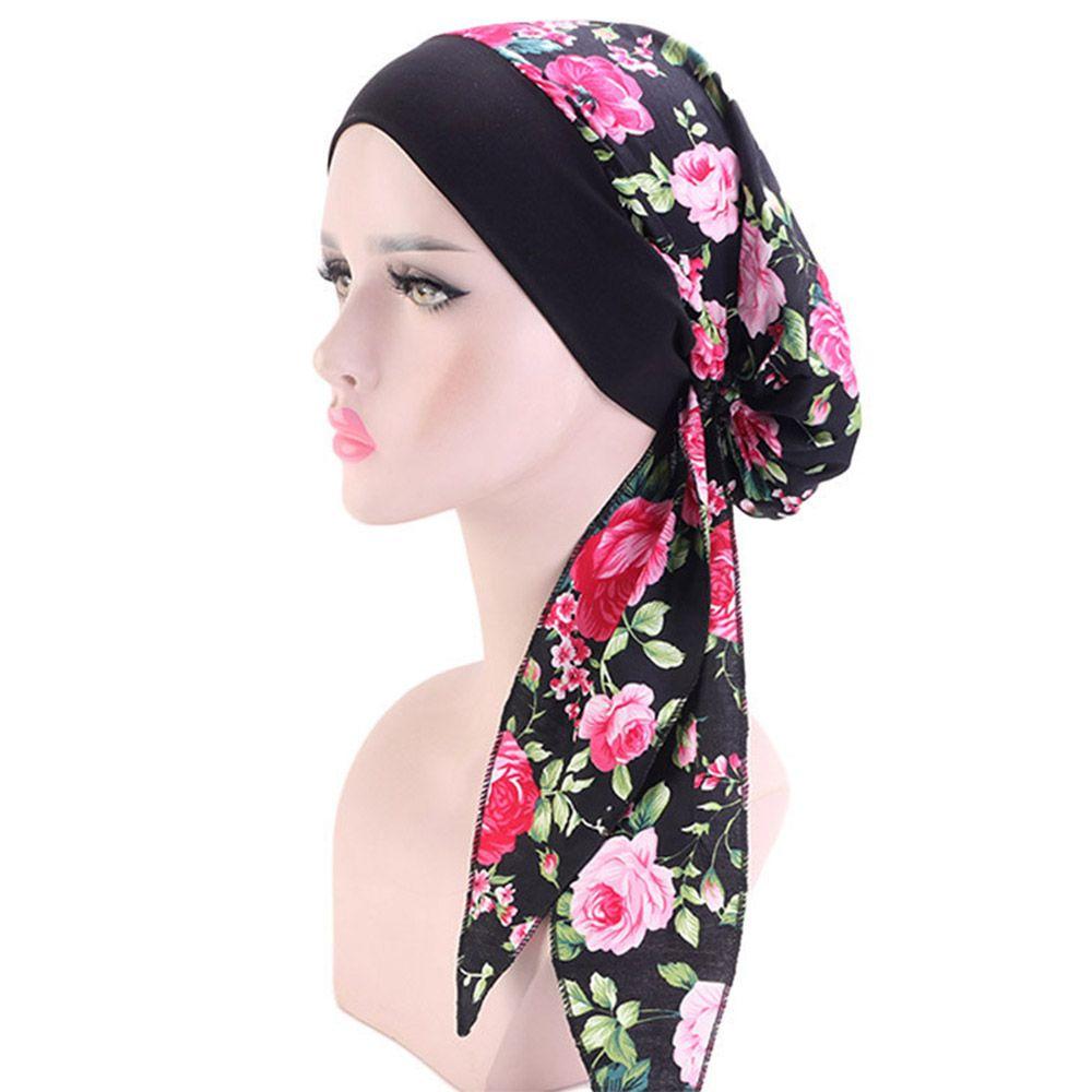 Modische bedruckte Kopfbedeckung Vorgebundener muslimischer Turban Hut für Haarausfall Chemo Piratenkappe Krebs Kopftuch