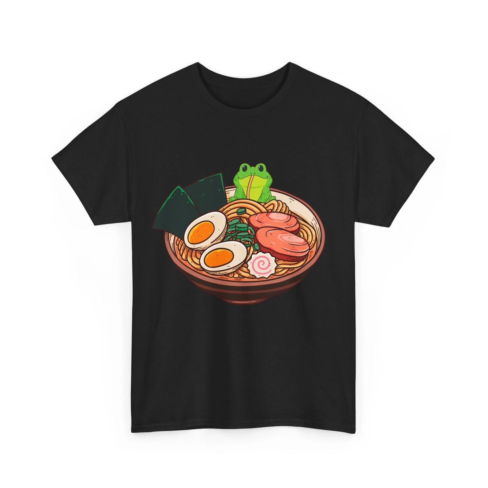 Kawaii Frog Eating Ramen Shirt, Japanese Food Frog Lovers Funny T shirt L
