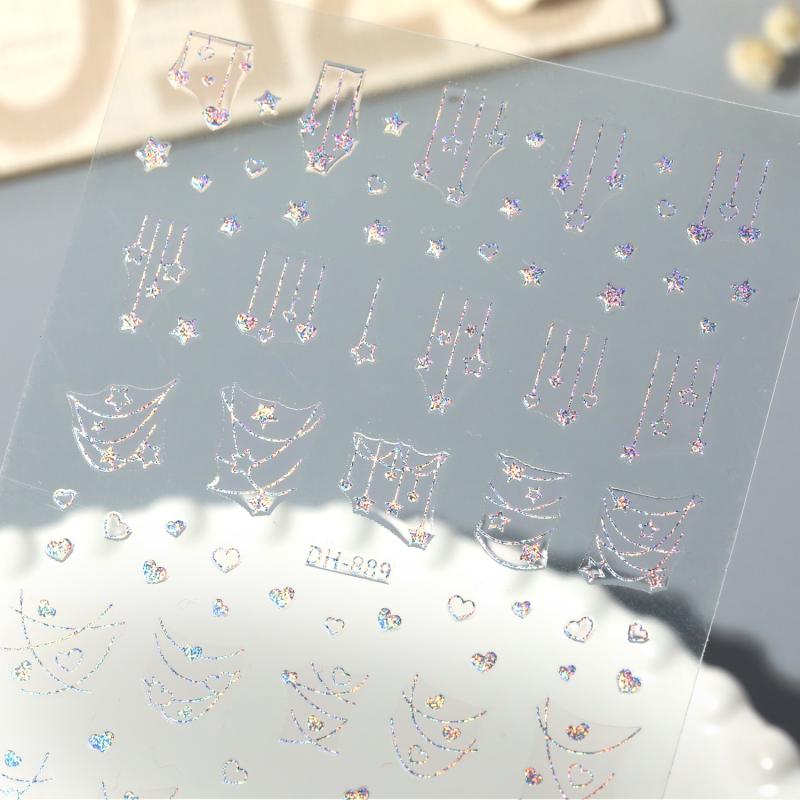 Skinnende Stjerne Negleklistremerker Fransk Utsøkte Negledekorasjoner Klistremerker DIY Selvklebende Neglekunst Sjarm Tilbehør