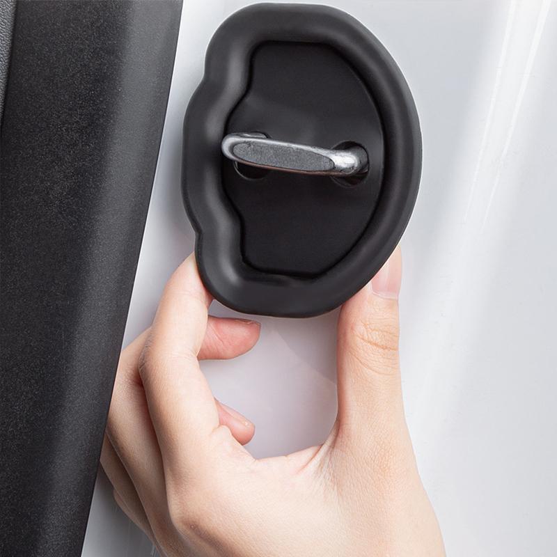Door Silent Shock Absorbing Pad Silicone Door Lock Protective Cover Modification Accessories For Tesla Model 3 Model Y