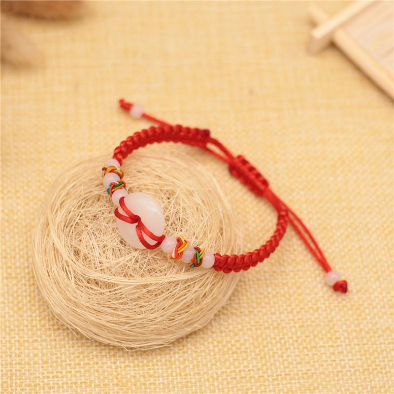 

Браслет ручной работы из красного нефрита с пряжкой в национальном стиле - простой студенческий дизайн. белый