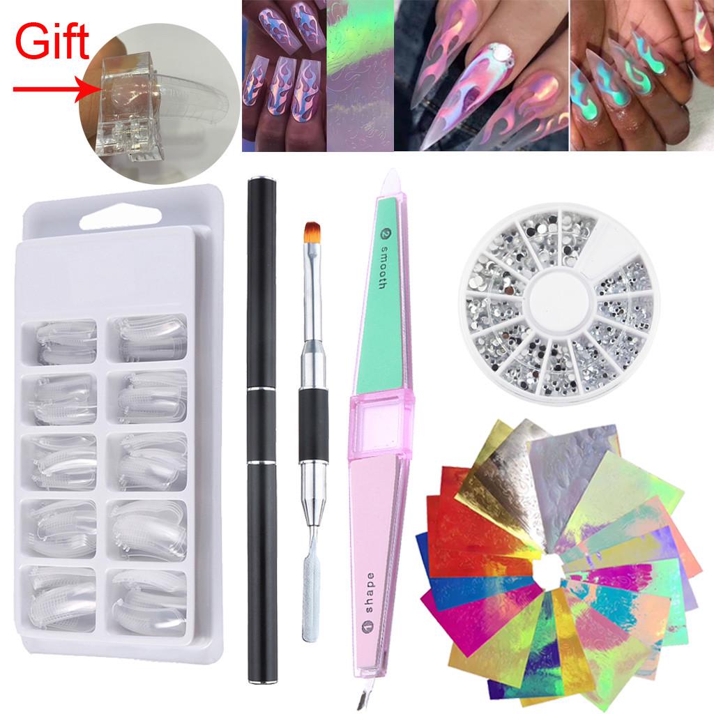 

Типсы для быстрого наращивания ногтей Маникюрная кисть 2-в-1 Flame Reflections Nail