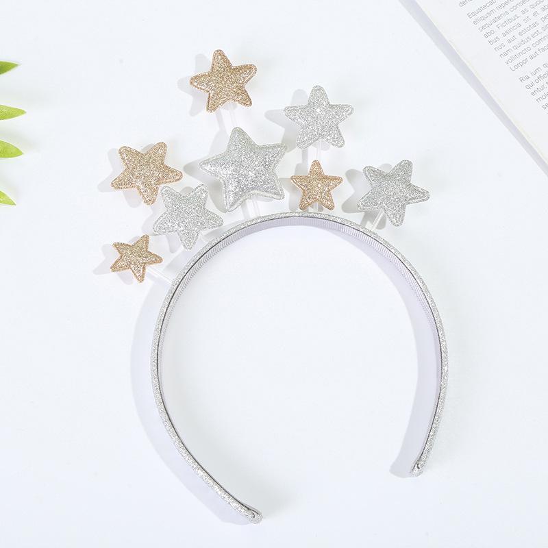 1pc Cute Star-Shaped Headband with Golden Glittery Finish - Perfect for Birthday Parties&Christmas Decorations,Festive Accessory