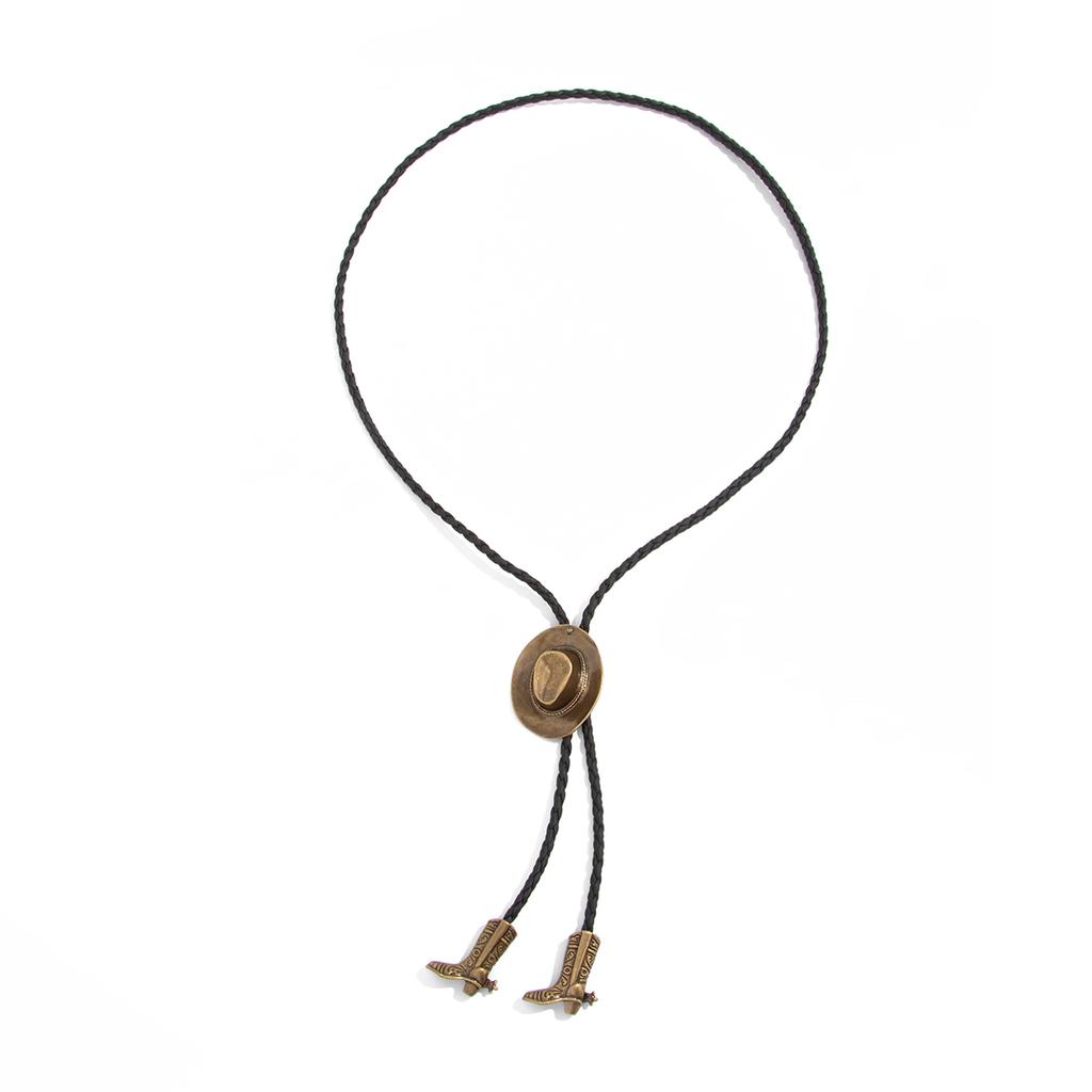 Ingemark Ethnic Cowboy Hat Boots Pendant Choker Necklace for Women Collares Goth PU Leather Chest Chain Necklace Party Jewelry