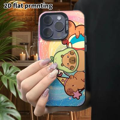Phone Case: 2D Flat, Suitable for iPhone 18, 17, 16, 15, 14, 13 Pro Colorful Silver Protective Case, Couple Style, Rainbow Swirl, Christmas and Hallow