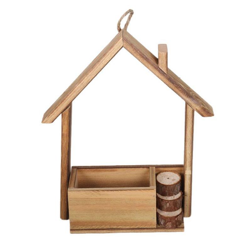 

1 шт. подвесная корзина очаровательная деревянная с прилагаемым веревочным настенным кашпо деревенский настенный декор для дома цветочная корзина в форме дома