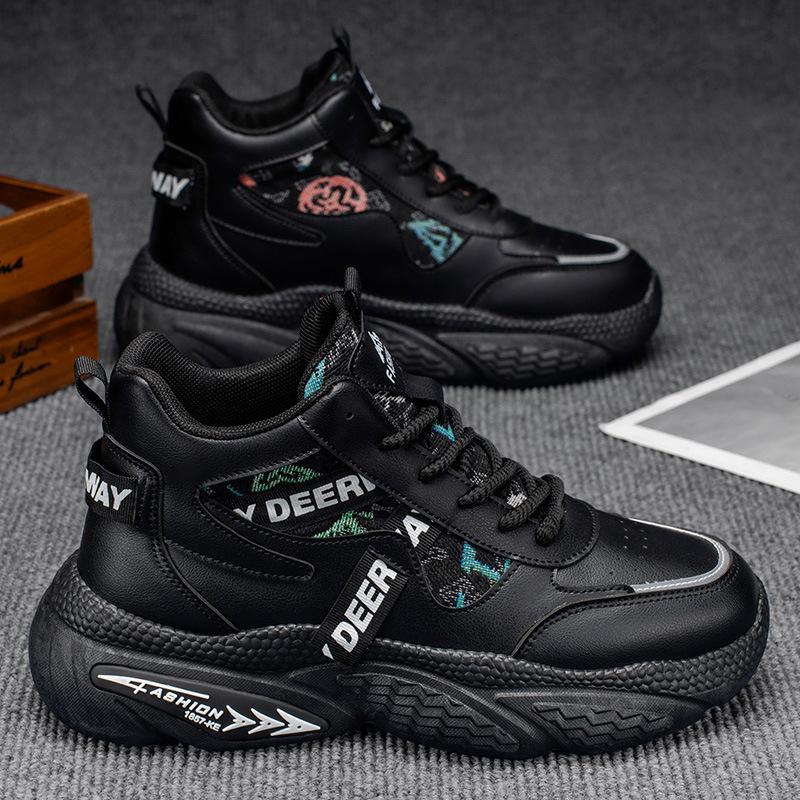 

Autumn men s shoes new high-top shoes men s trend versatile little white men s sports shoes height-increasing shoes 44