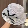 Spring and summer cute bow princess beach mesh hat women's flat edge sunshade sunscreen breathable seaside top hat
