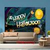 2D Flat Print Spooky Halloween Background Cloth with Moon and Witch