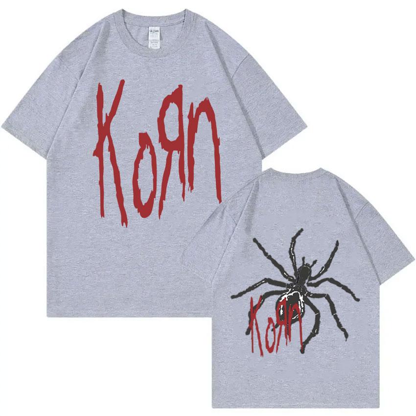 Rock Band Korn Print T Shirts Spider Graphic Tshirt Men Vintage Oversized T-shirt Unisex Alternative Nu Metal Music Short Sleeve