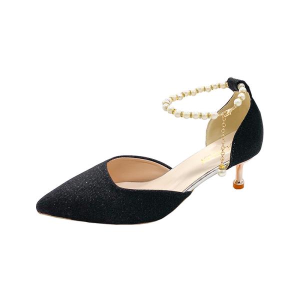 Fashion Fine Heeled Shoes Stiletto 3cm Rubber Med Sewing Slides PU Thin 3cm Heels Fine Heeled Shoes 5cm Stiletto PU Rubber Slides Med Se