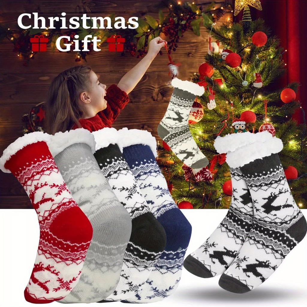 high qualityCozy Fuzzy Slipper Socks for Women - Non-Slip, Thick Lined Winter Warmth, Unique Pattern, Machine Washable - Perfect Christmas Gift,