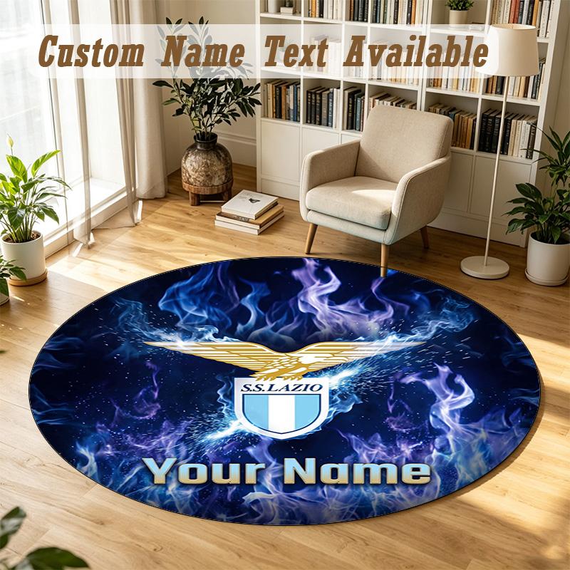 Round Rug Custom NameLazio FC Pattern Non Slip Carpet Home Floor Decor