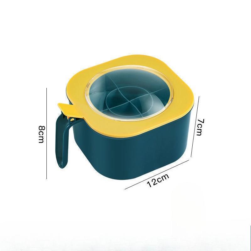 1Pcs A 4-In-1 Large Capacity Seasoning Box with A Lid and Spoons Comes with Four Spoons for In The Home Kitchen for Salt Containers