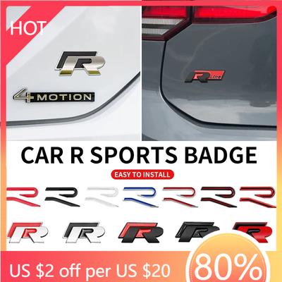 Golf 3 4 MK3 MK4 2026 Heiß Für VW VOLKSWAGEN 3D Metall R Logo Aufkleber Auto Heckklappe Karosserie Emblem Aufkleber Für VW Golf 5 6 7 MK7 MK6