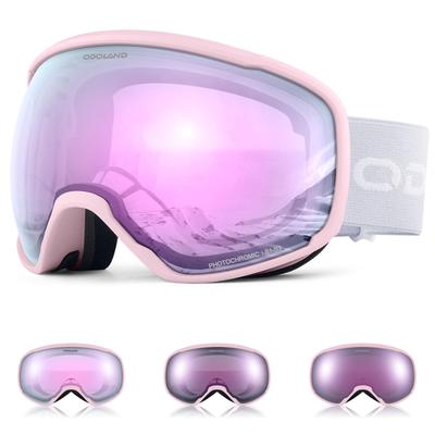 Odoland Photochromic Snow Goggles with Mirror OTG Glasses UV400 Automatic Impact Color-Changing Lenses, Anti-Fog, Compatible, Protection, Dimming,