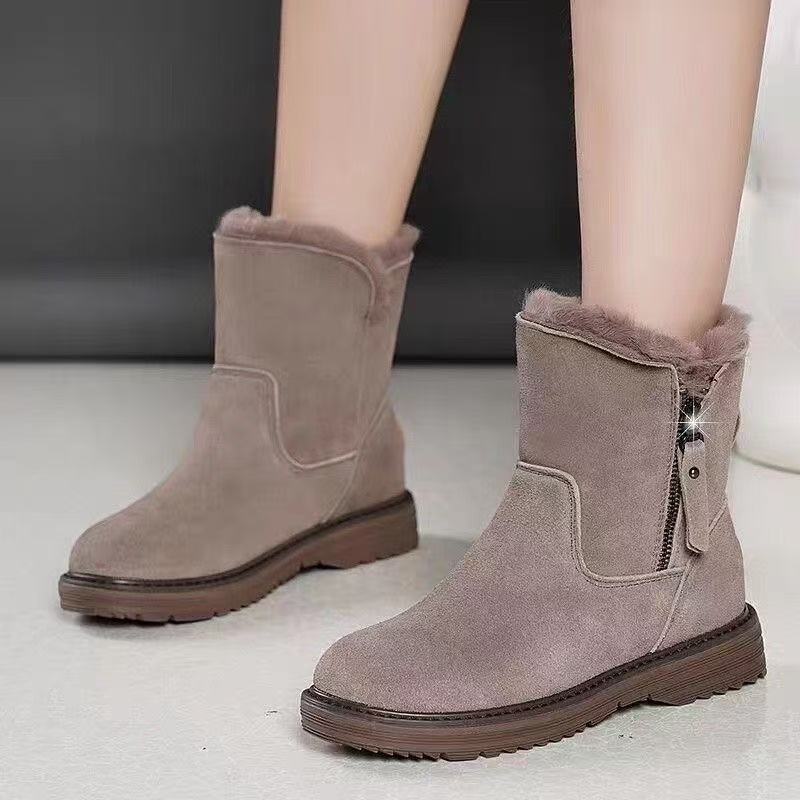 New Winter Fur Integrated Versatile Women's Cotton Shoes Piled Warm Thickened Cold-proof and Frost-resistant Snow Boots Women