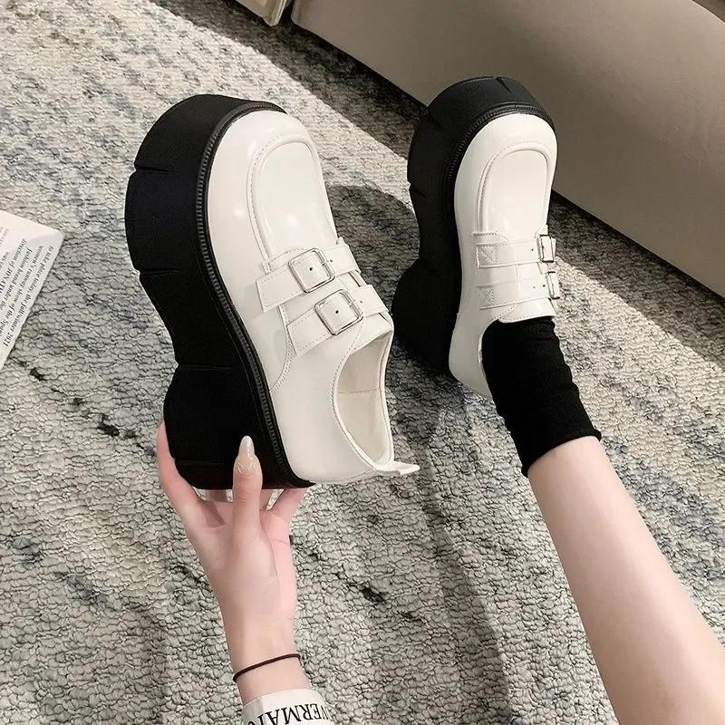 Fashion 2024Thick Bottom Loafer Increase Fashion Casual Simple Mary Jane Shoes Female Platform Slip on Women Shoes Zapatillas Mujer