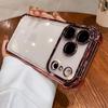 Coque transparente plaquée électro pour iPhone 17 Pro Max 16 15 Plus Protection complète de l'objectif Pare-chocs à coussin d'air Pour 11 12 13 14 Pro Max
