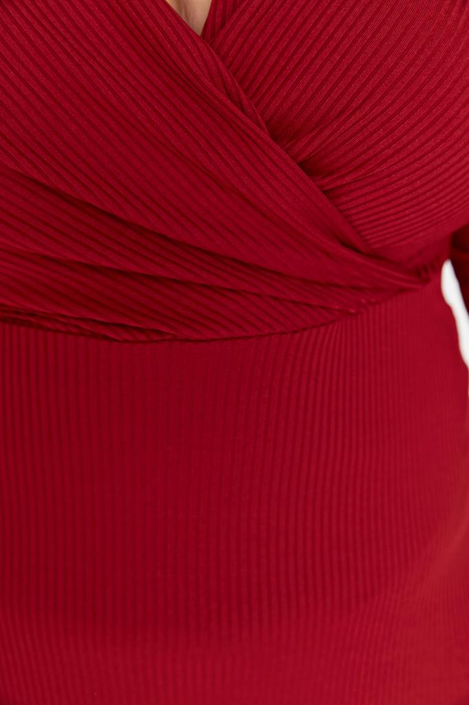 Women's Fashion New Plus Big Size Dress Red Waist Open Skater Double Breasted Knitted Dress