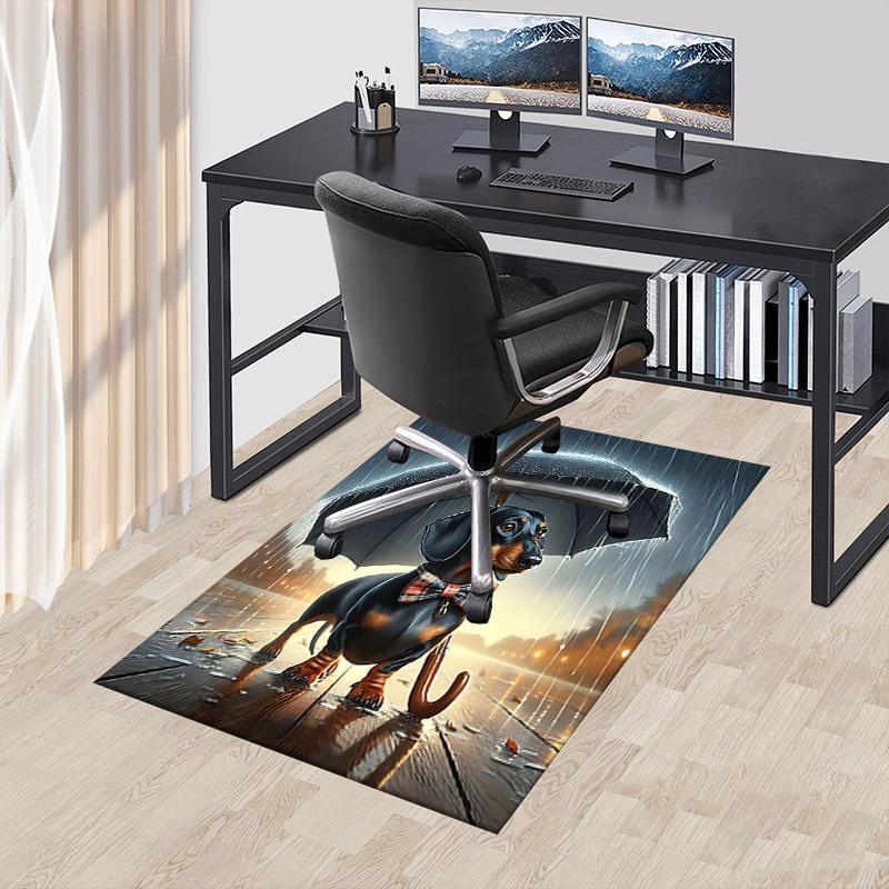 1PC Dachshund in the rain Anti-slip carpet, suitable for Office, bedroomand playrooms. It can also be used as a sofa footrest cover-R17