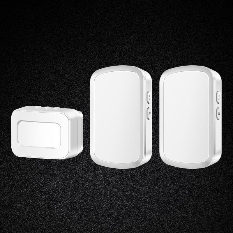 Visitor Welcome Sensor Doorbell with Voice Prompt All White 1 Sensor + 2 Receivers (with Batteries)