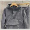 Japanese Style Casual Solid Color Hooded Jacket with Trendy Printed Lettering for Men