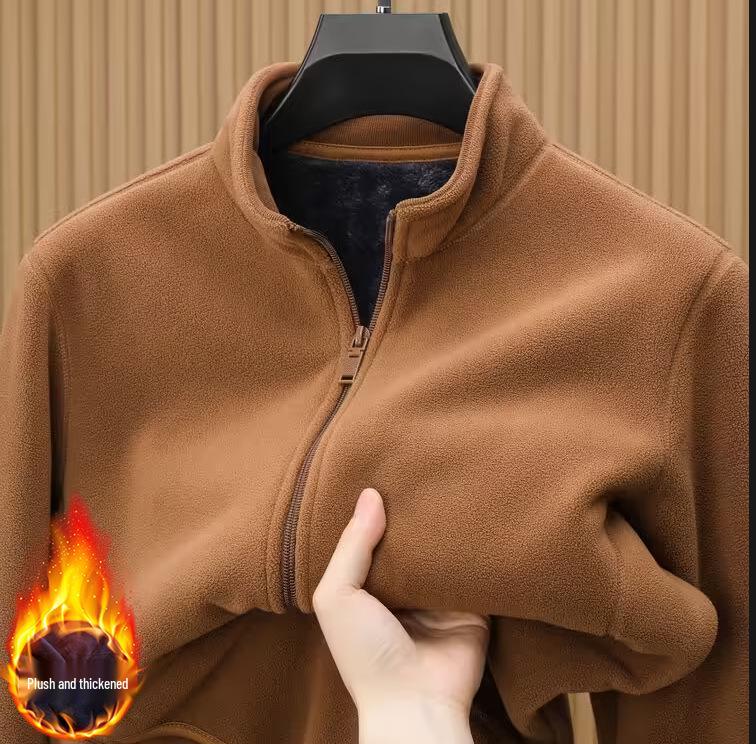Men's Double-Sided Fleece Jacket - Warm Casual Spring & Autumn Mountaineering Liner