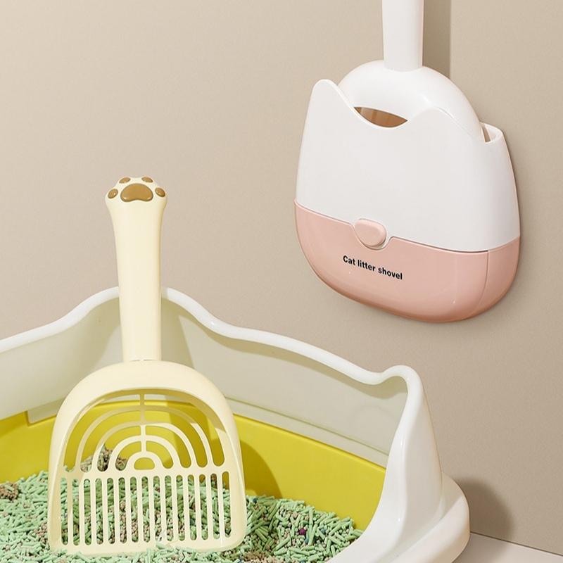 Wall Mounted Cat Litter Scoop Fine Mesh Double Size Gap Sifter Plastic Poop Cleaner Tool for Pet Waste Management Home Use Bathroom Organization