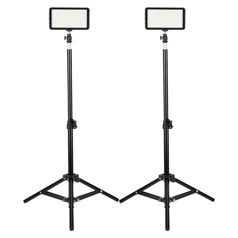 2PCS LED Video Light with Bracket 3200K 6000K Bi Color Stepless Dimming