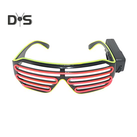 Óculos de sol de LED com fio de El, óculos de sol de neon para festa de rave, óculos de sol com obturador piscante, fantasias brilhantes de DJ para festivais de música dos anos 80