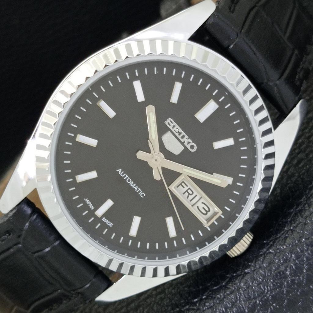 VINTAGE SEIKO 5 AUTOMATIC REFURBISHED JAPAN MENS BLACK DIAL WATCH A440597-4 Sk-a440597