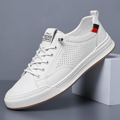 Breathable Men'S Sandals Leather Cowhide Little White Shoes Low-Top Board Shoes Casual Shoes Men