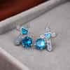 Fashionable Small Fresh Cross Small Heart Earrings Korean Version Korean Style