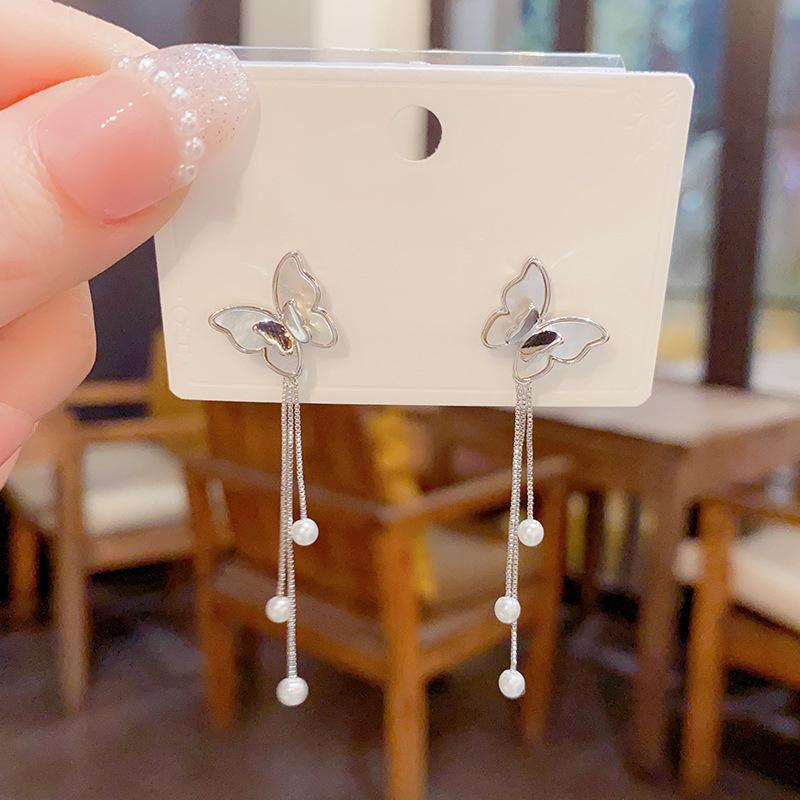 Fritillary Butterfly Fringed Earrings Ins Light Luxury Earrings Design High-end Earrings