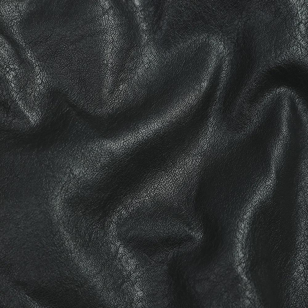 Vintage Dark PU Leather High-Waist A-Line Mesh Skirt