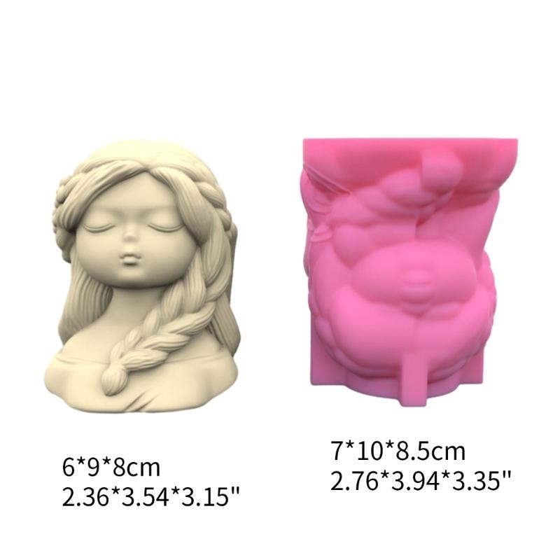 Silicone Planter Mold Cute Side Braids Flower Pot Mold Pen Holder Vase Resin Mold Concrete Cement Resin Mold DIY Craft