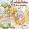 Naklejki Krajobrazowe z Kreskówkami 3D: Uroczy miniaturowy świat DIY do dzienników i dekompresji