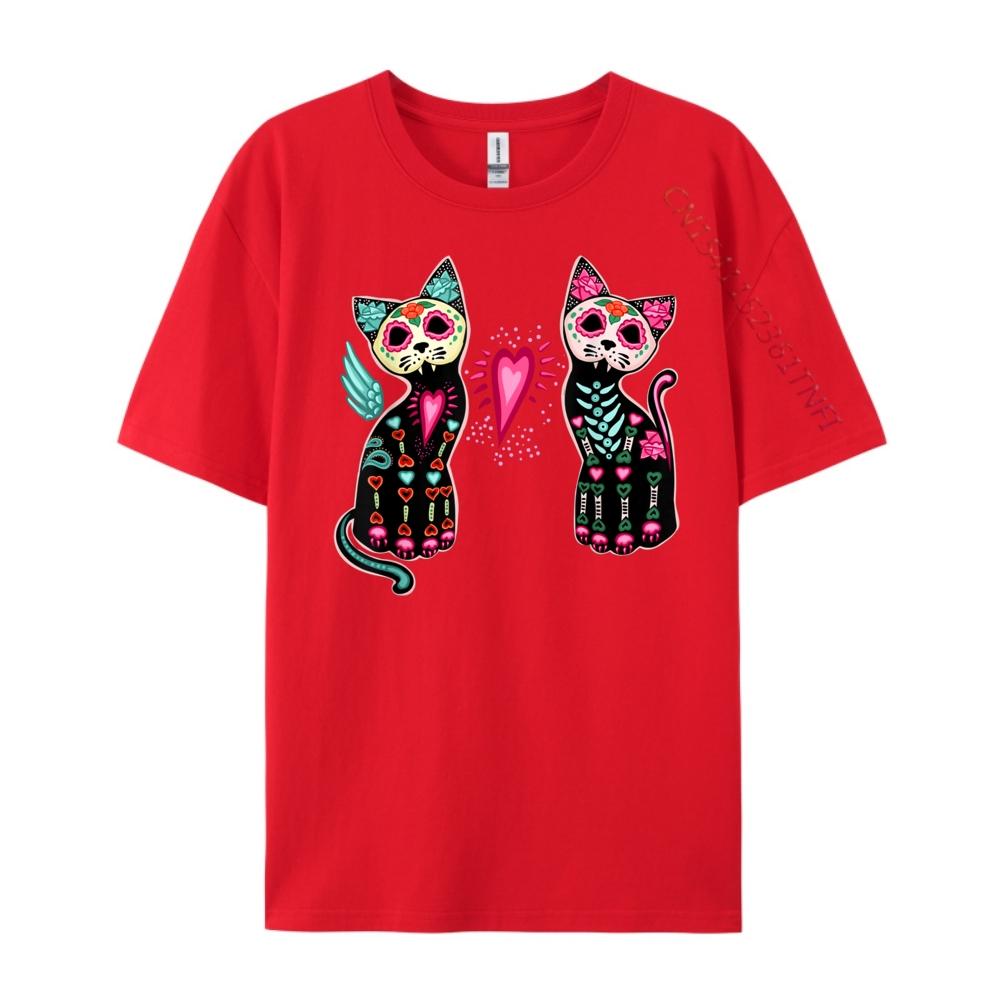 Day Of The Dead Cats Shirt Cat Lovers Dia De Los Muertos Plain Shirt Mens Clothing Normal Men Clothes Luxury Brand Luxury